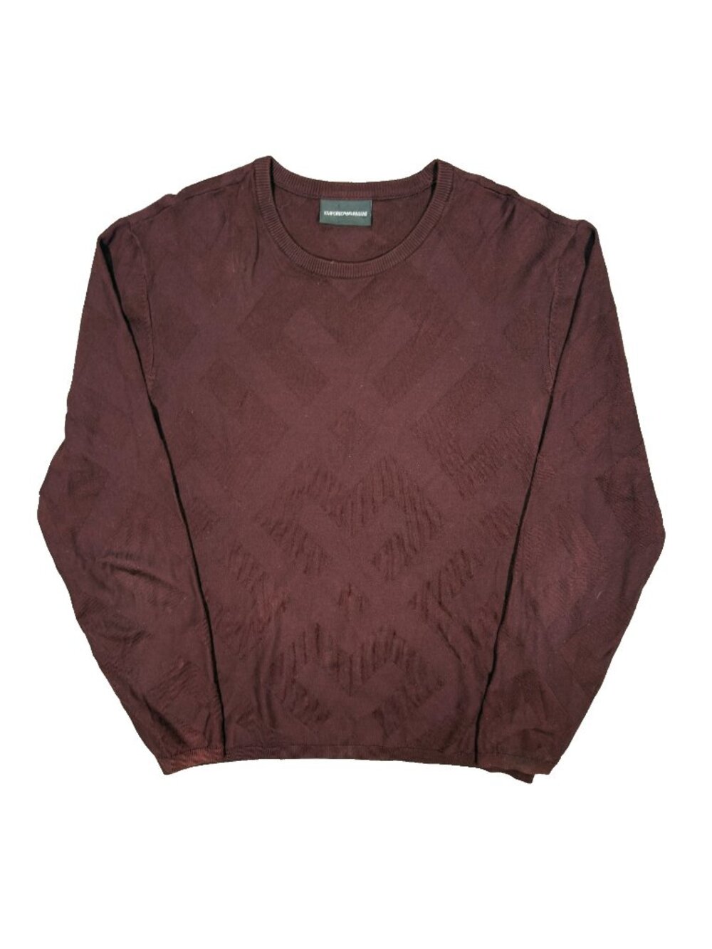 Emporio Armani Sweater Viscose Diamond Pattern Red Large